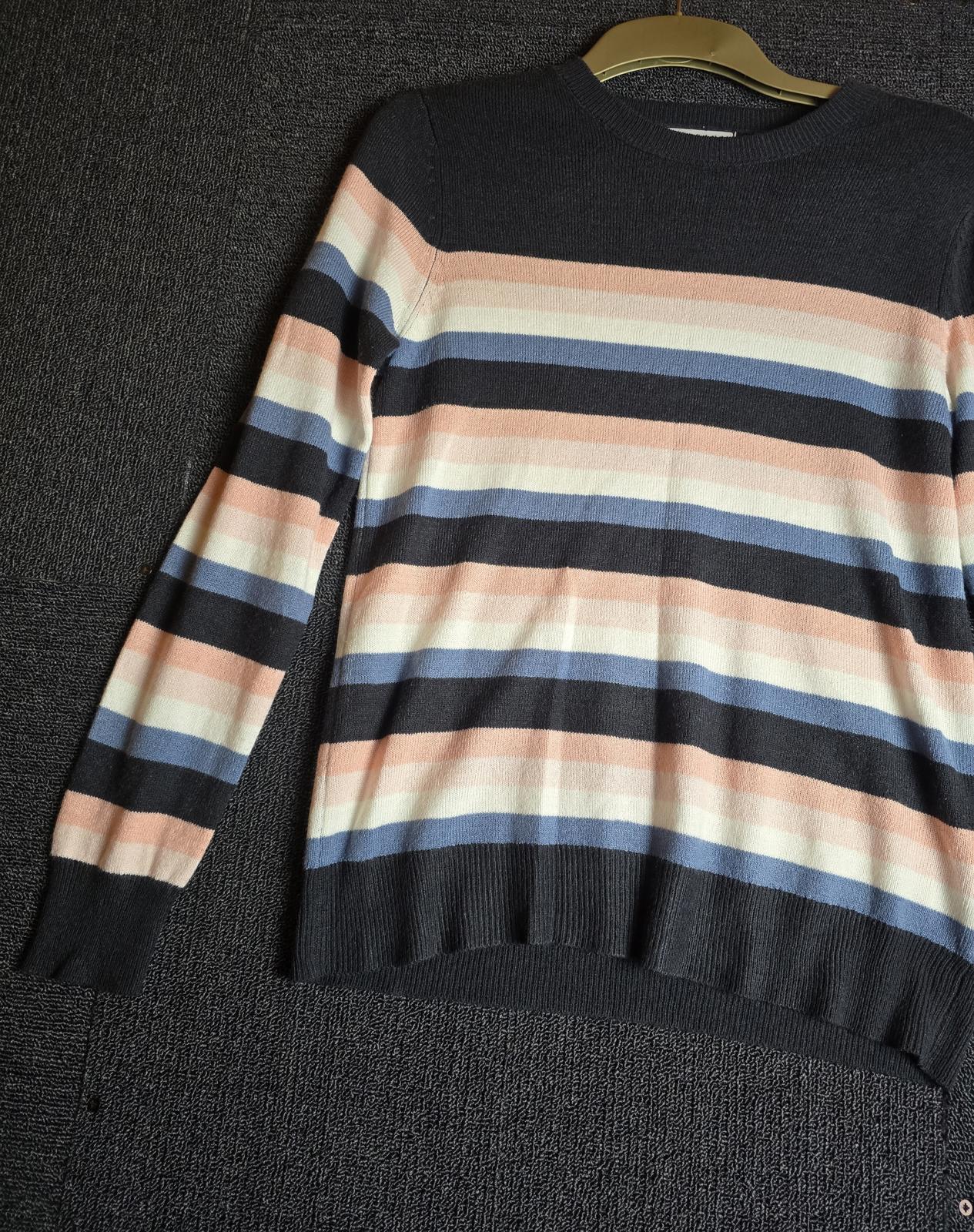 Matalan Striped Jumper Black Pink Blue White Long Sleeve Size 8