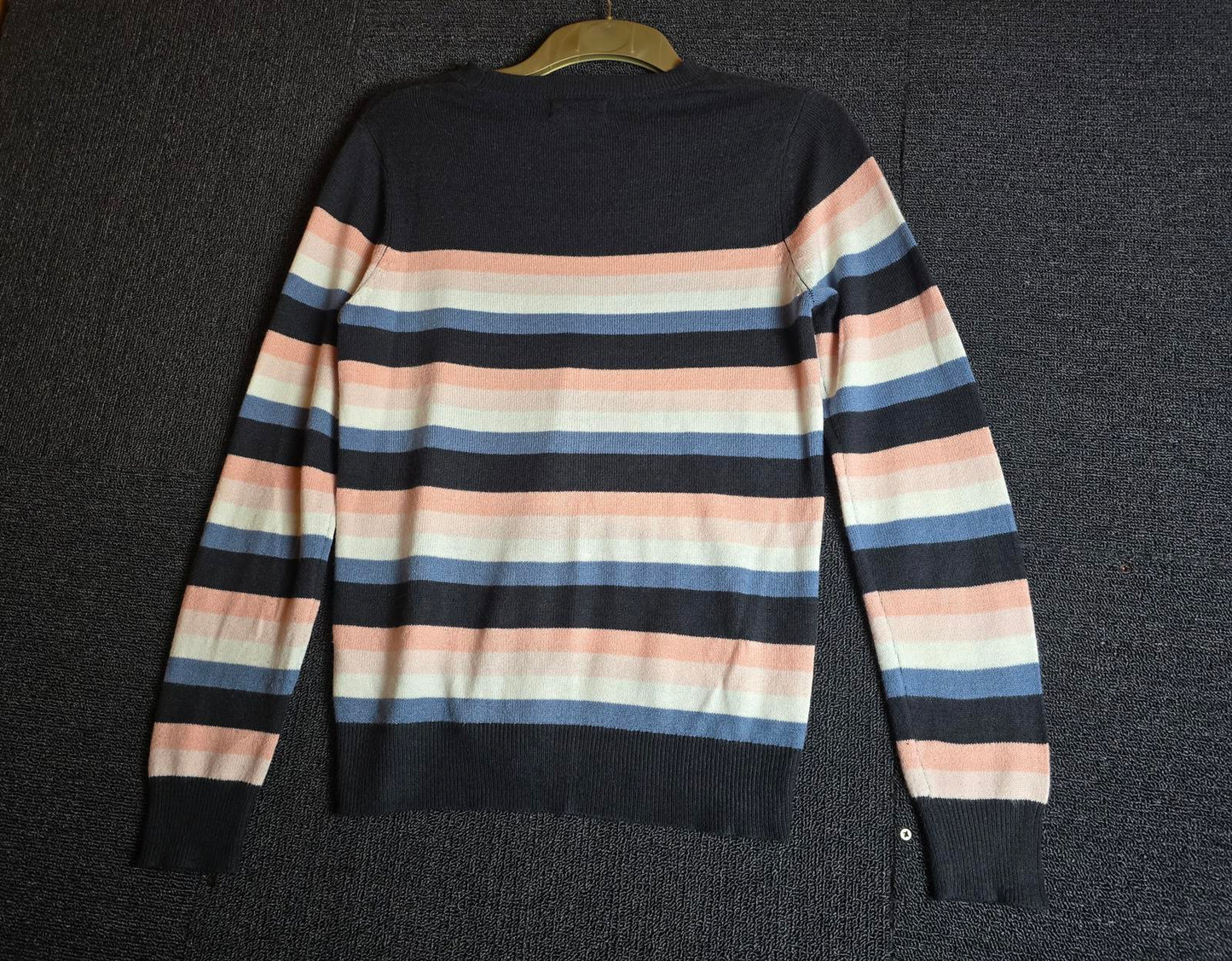 Matalan Striped Jumper Black Pink Blue White Long Sleeve Size 8