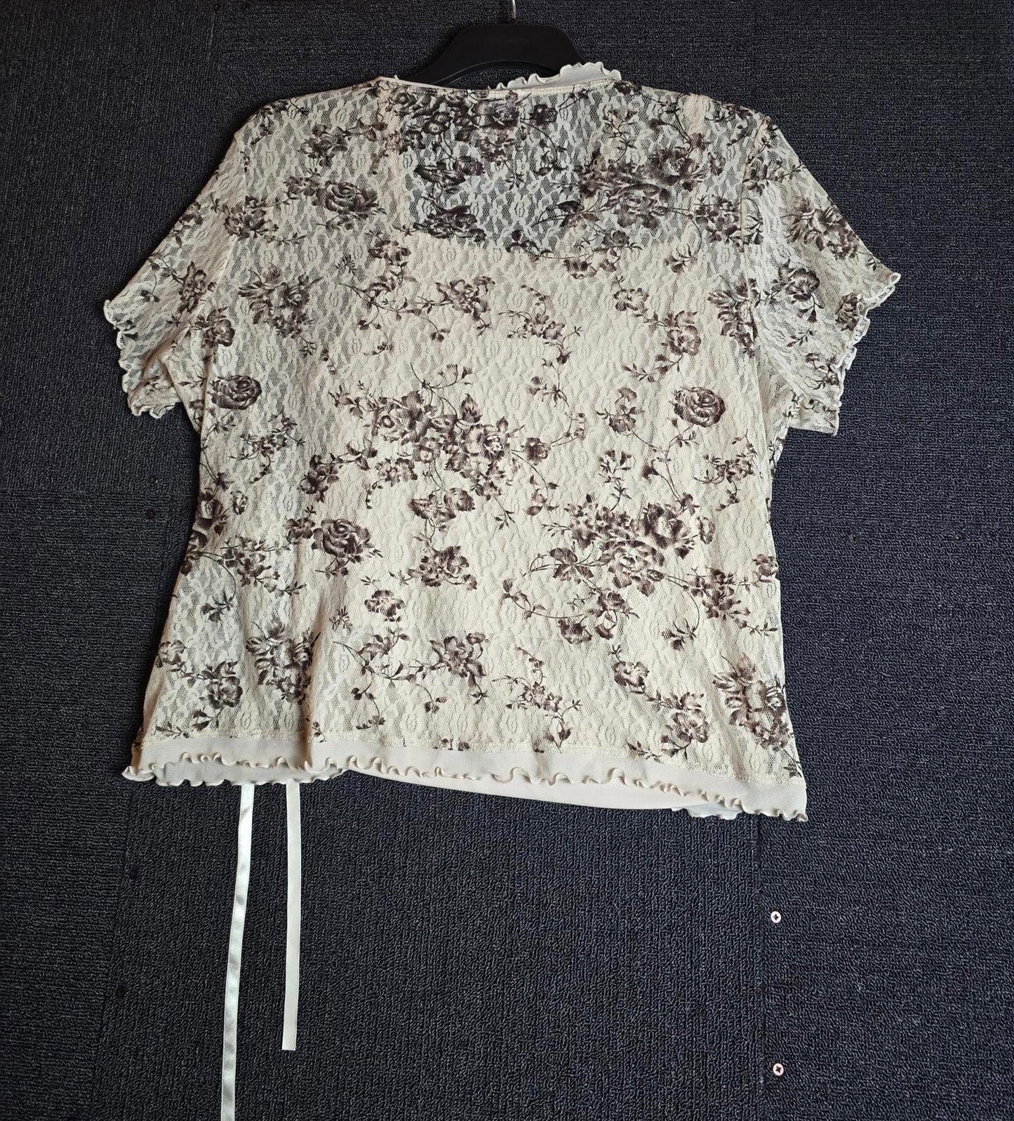 Berkertex Beige & Brown Sheer Wrap Top Size 22 Best Fit Size 18/20