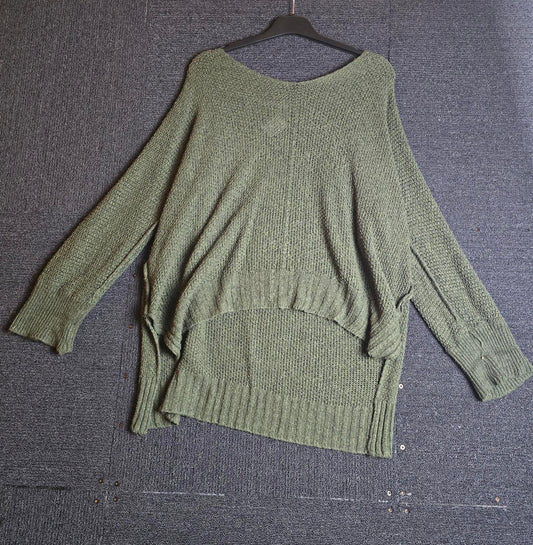 Khaki Green Jumper Free Size Oversized Relaxed LV Clothing