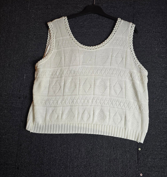 White knitted tank top / vest one size