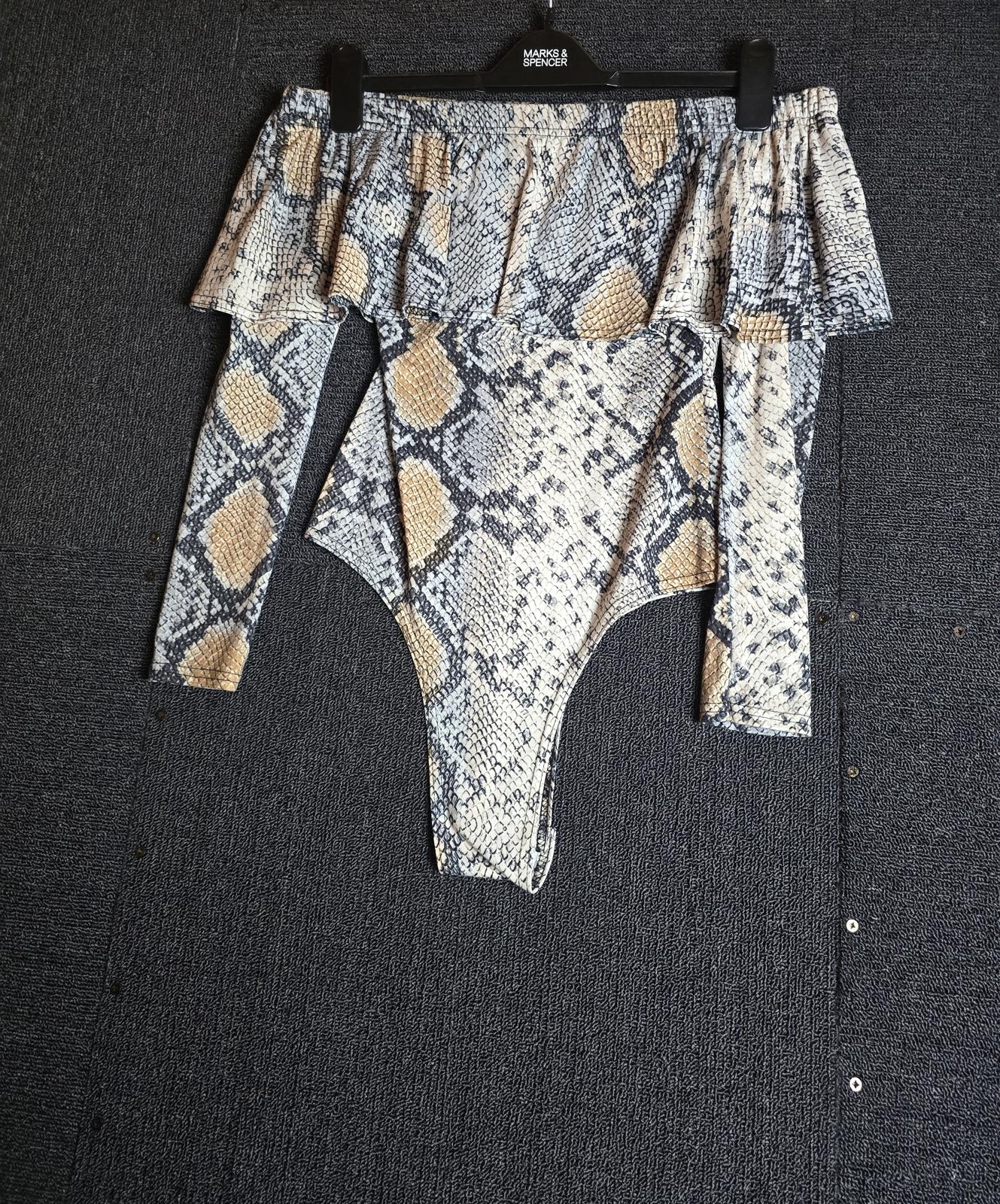 Prettylittlething Snakeskin bodysuit size 8