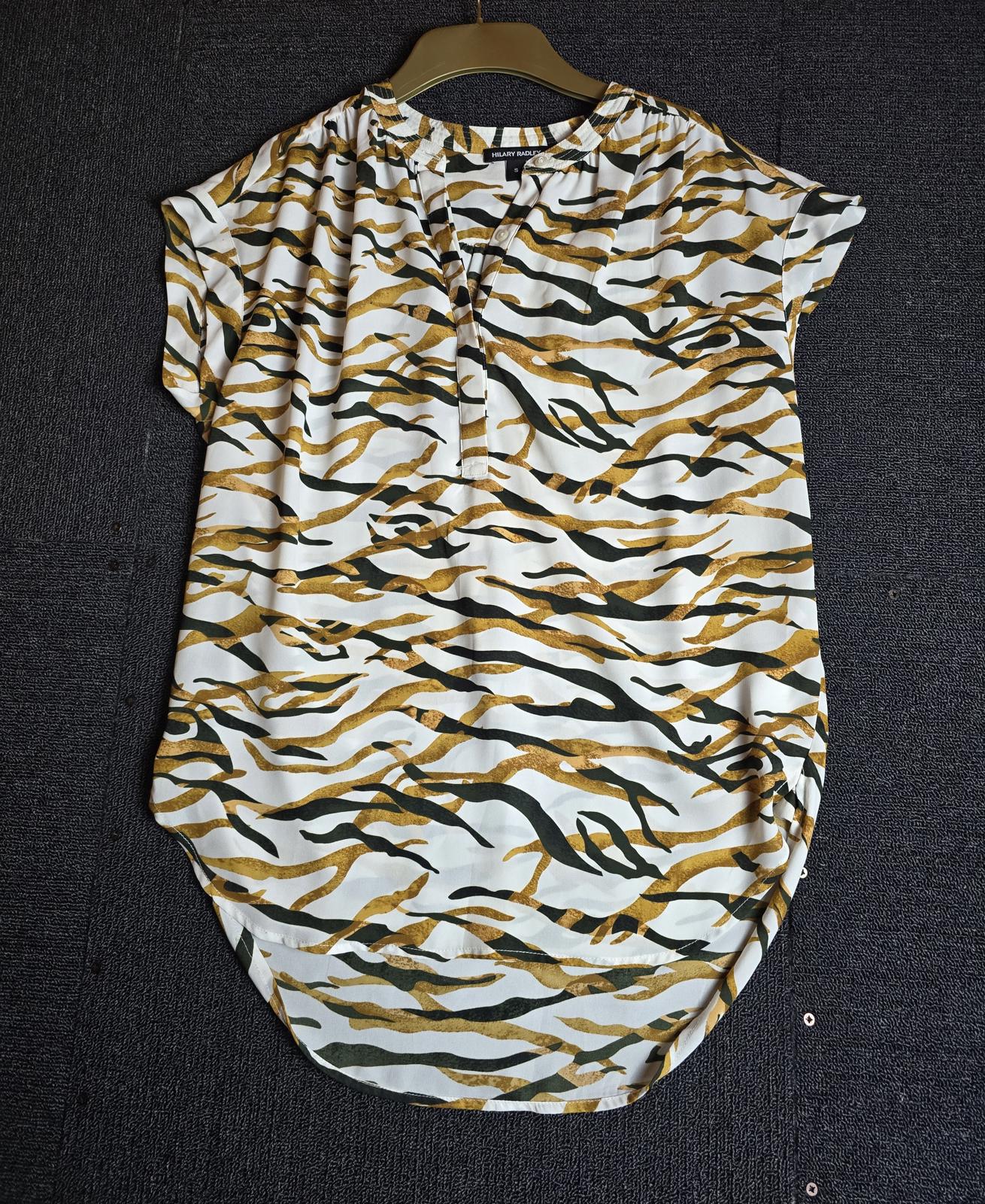 Hilary Radley Animal mustard  print blouse S Size 8-10