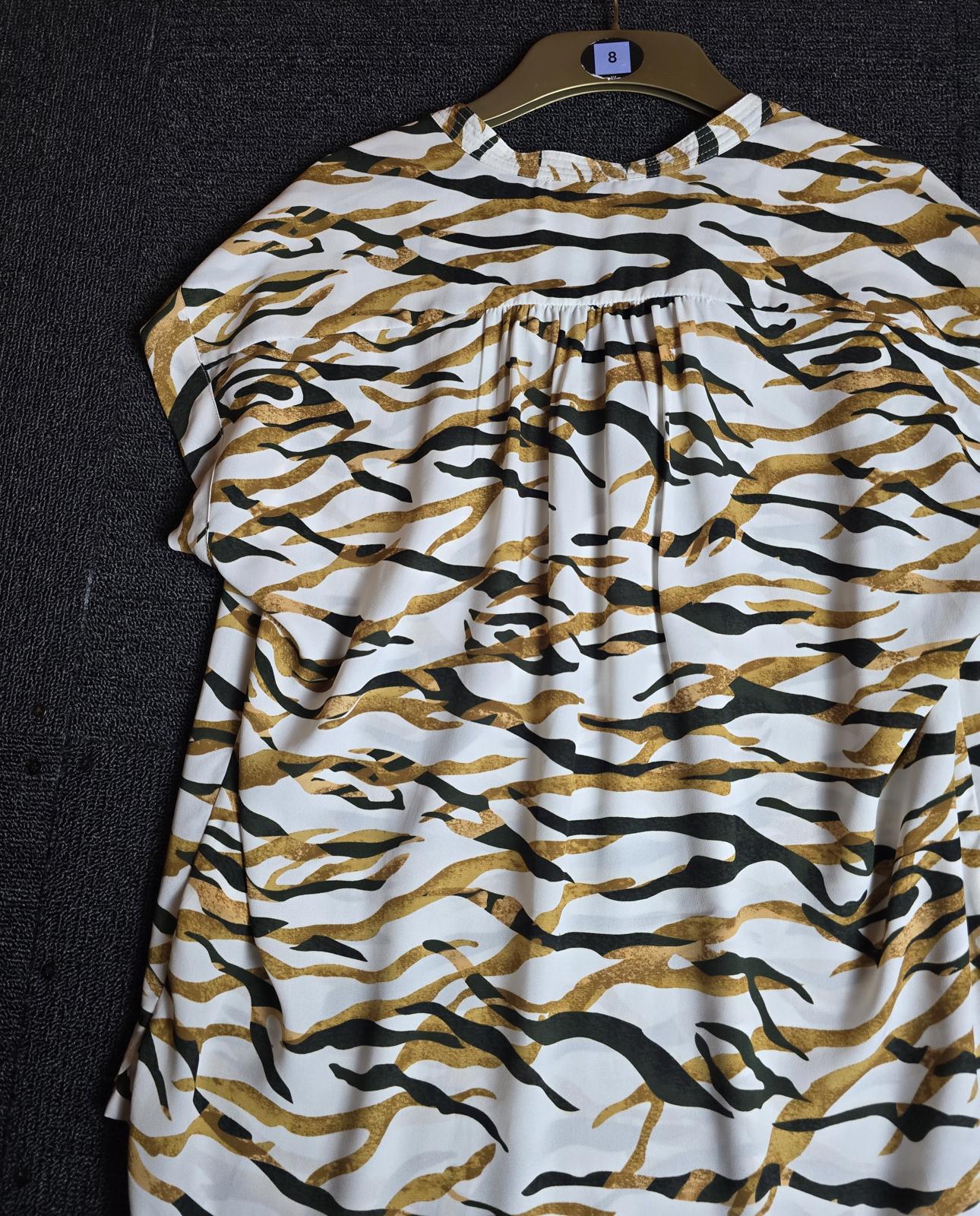 Hilary Radley Animal mustard  print blouse S Size 8-10