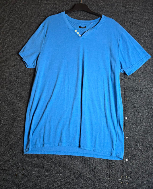 M&Co T-Shirt Blue Size XL Button Front Casual Wear