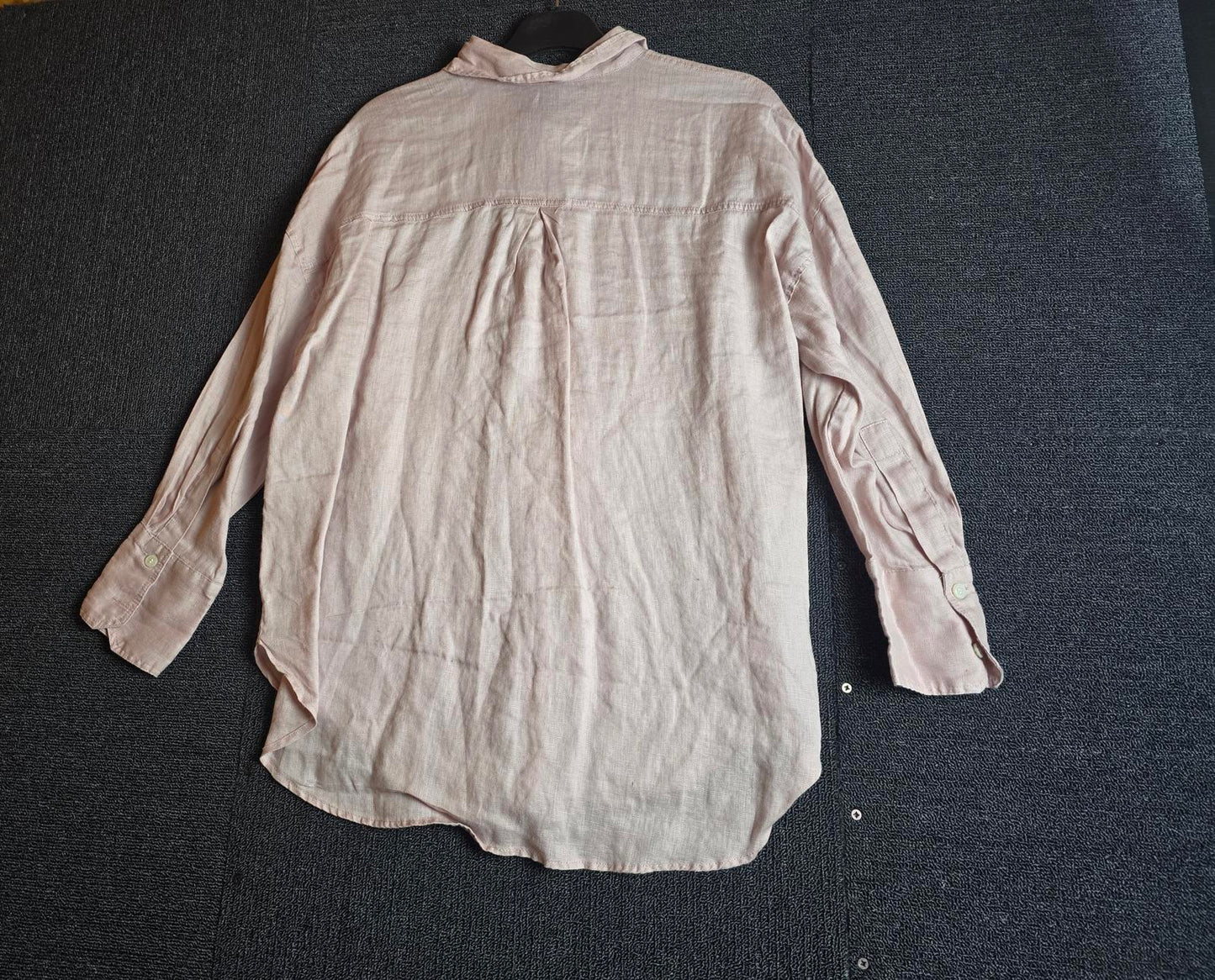 Zara Pale Pink Linen Shirt XS Size 6-8 Relaxed Fit Button Up