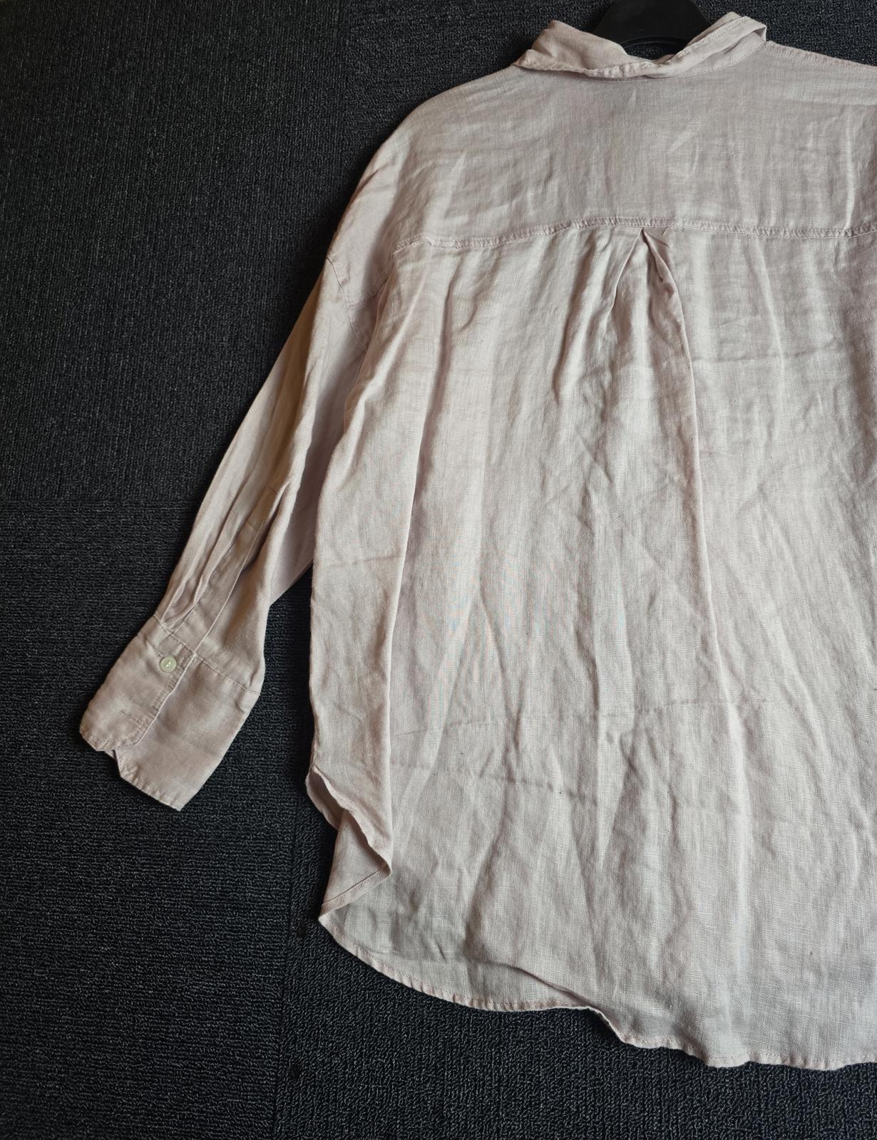 Zara Pale Pink Linen Shirt XS Size 6-8 Relaxed Fit Button Up