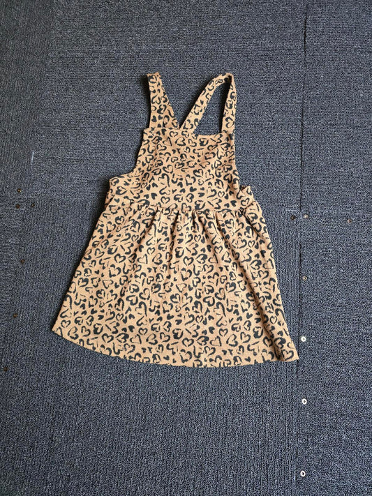 George Brown & Black Heart Print Pinafore Dress – Girls 3-4 Years – Polyester Viscose