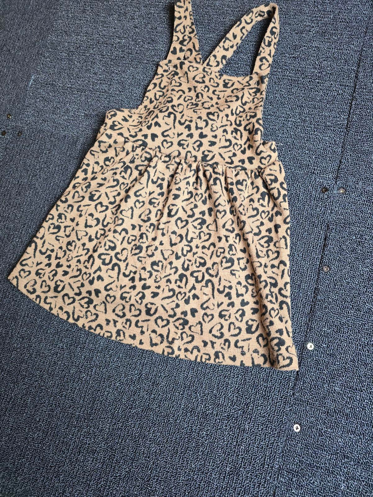 George Brown & Black Heart Print Pinafore Dress – Girls 3-4 Years – Polyester Viscose