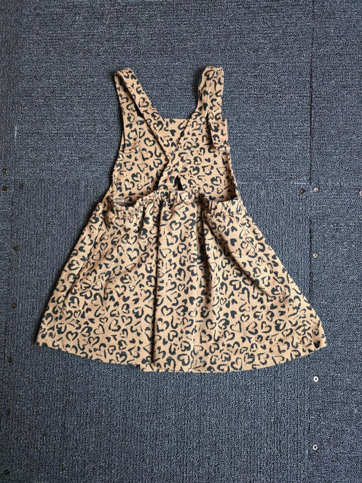 George Brown & Black Heart Print Pinafore Dress – Girls 3-4 Years – Polyester Viscose