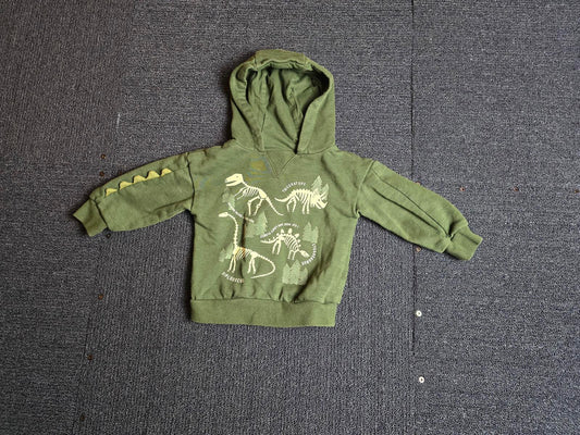 Primark Green Dinosaur Hoodie – Boys 9–12 Months – Cotton Blend