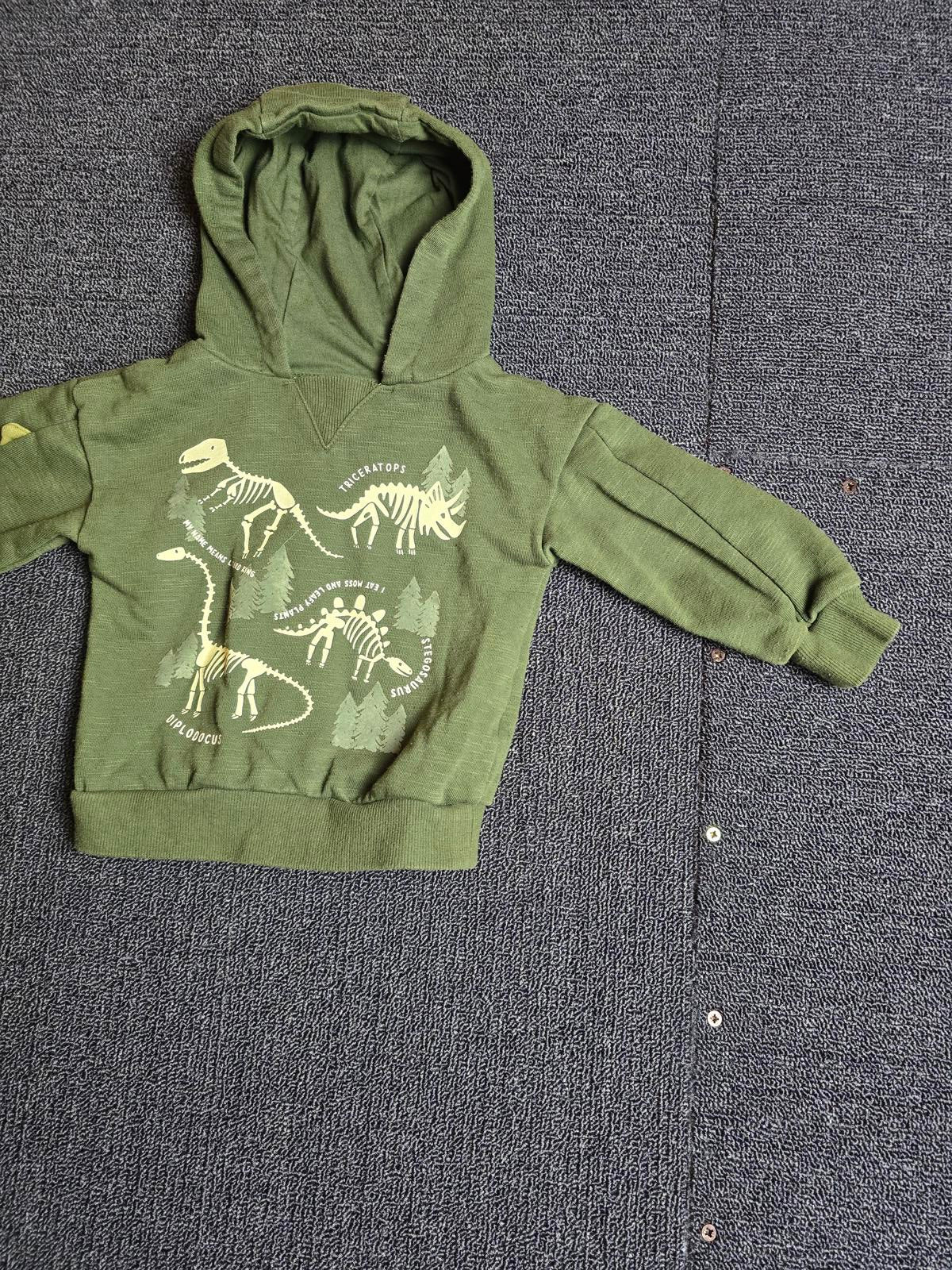Primark Green Dinosaur Hoodie – Boys 9–12 Months – Cotton Blend