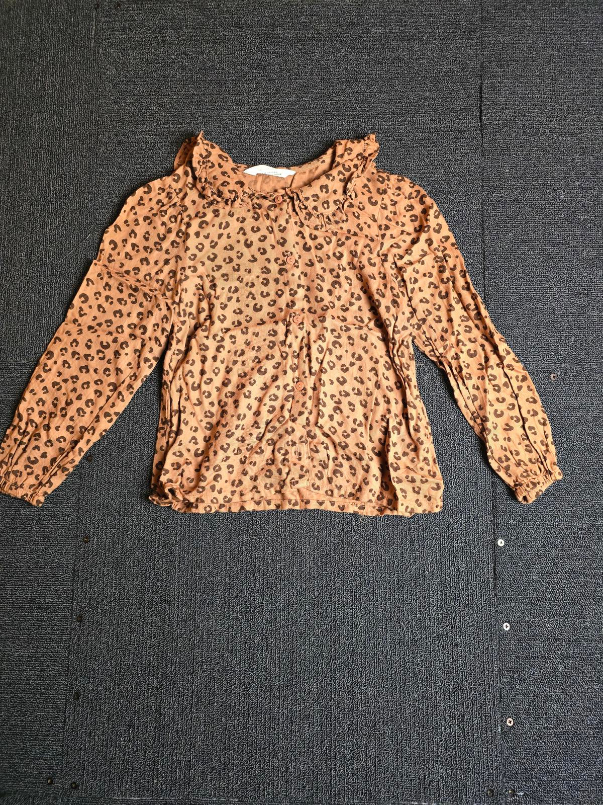 Brown Animal Print Blouse Age 6-7 Years Easy Wear H&M