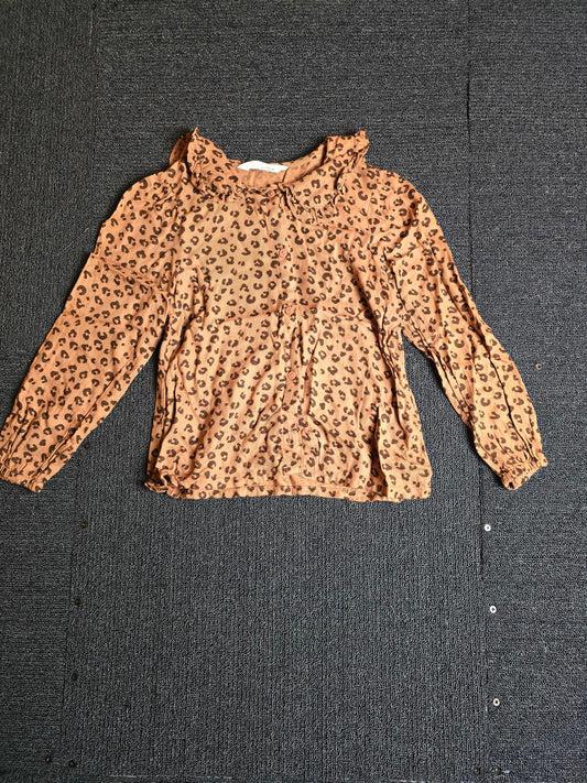 Brown Animal Print Blouse Age 6-7 Years Easy Wear H&M