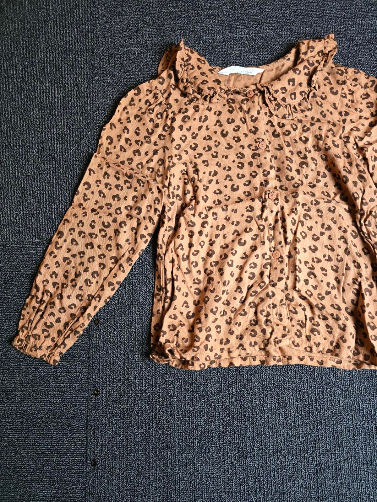 Brown Animal Print Blouse Age 6-7 Years Easy Wear H&M Girls