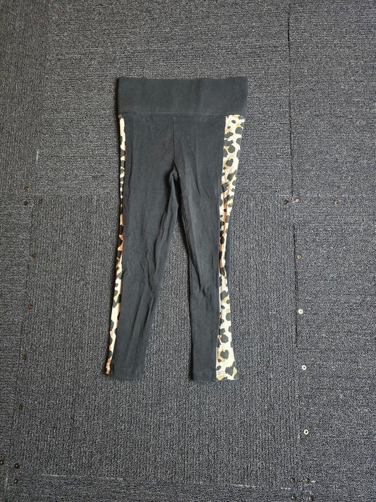 George Girls Black Leggings with Animal Print Side Panel – Age 5–6 Years – Cotton