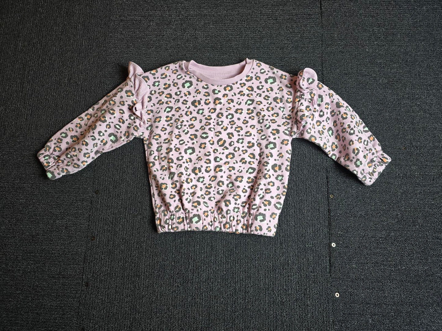Matalan Girls Purple Leopard Print Jumper Frill Detail Age 3–4