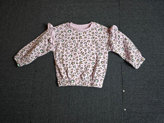 Matalan Girls Purple Leopard Print Jumper Frill Detail Age 3–4