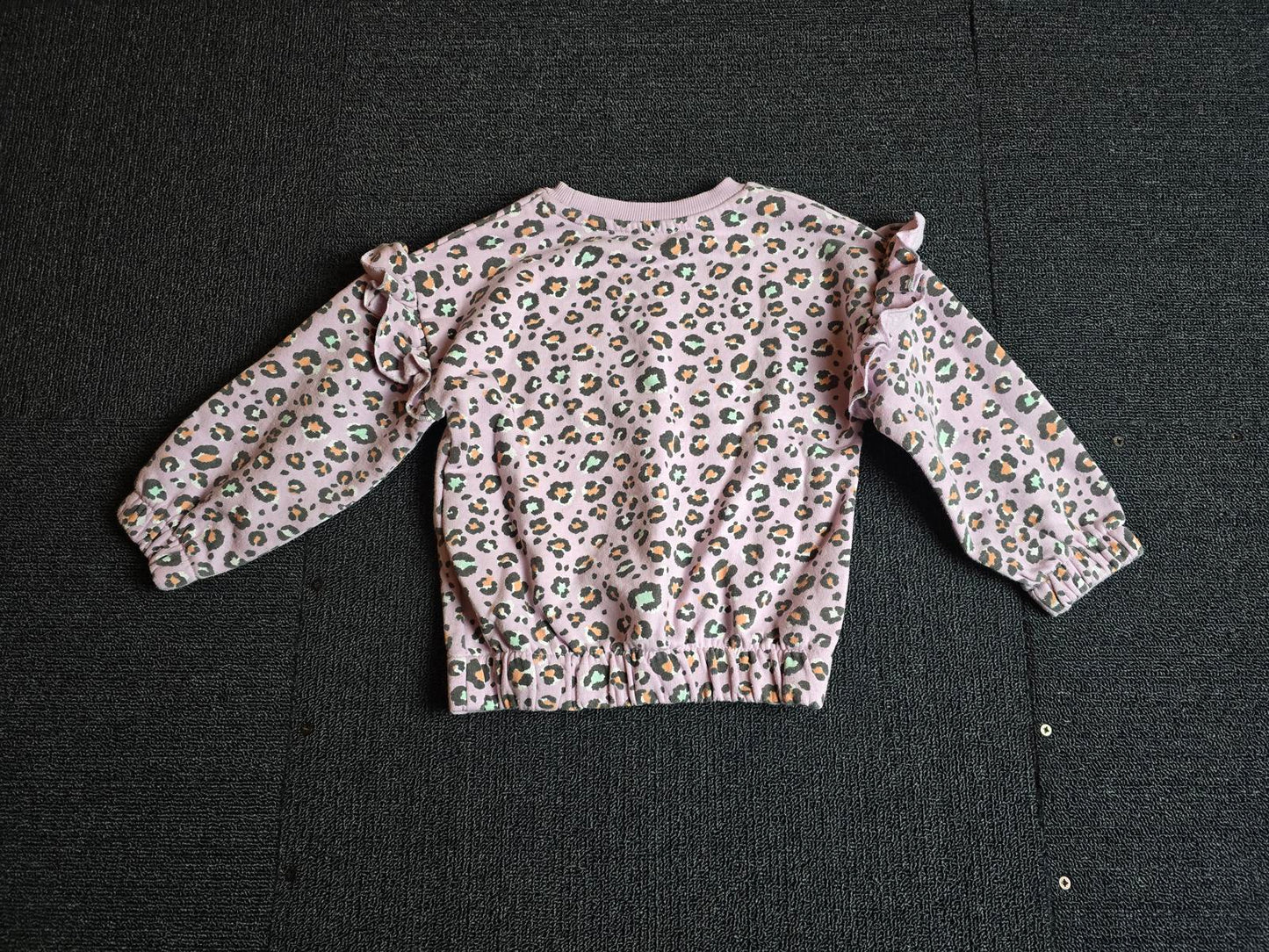 Matalan Girls Purple Leopard Print Jumper Frill Detail Age 3–4
