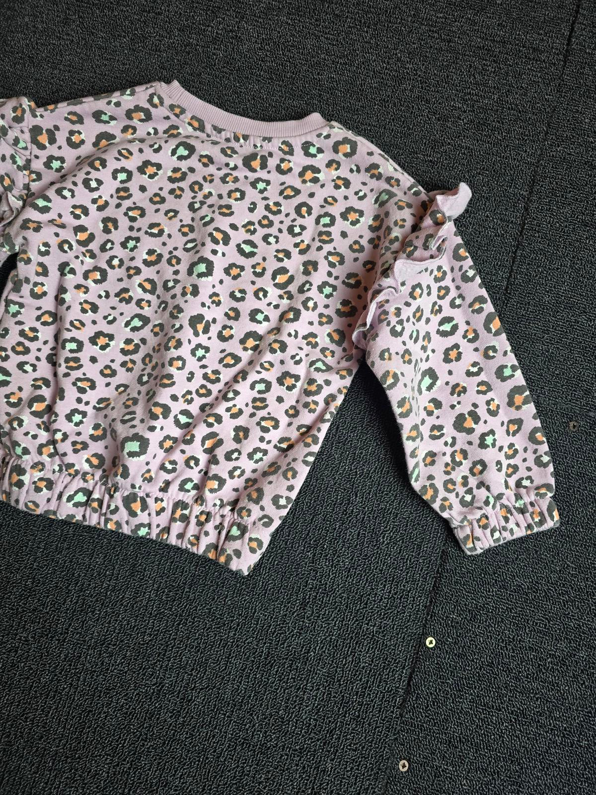 Matalan Girls Purple Leopard Print Jumper Frill Detail Age 3–4