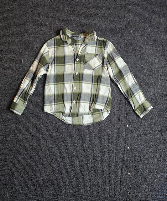 Primark Boys Green & White Checked Shirt – Age 5-6 Years – 100% Cotton