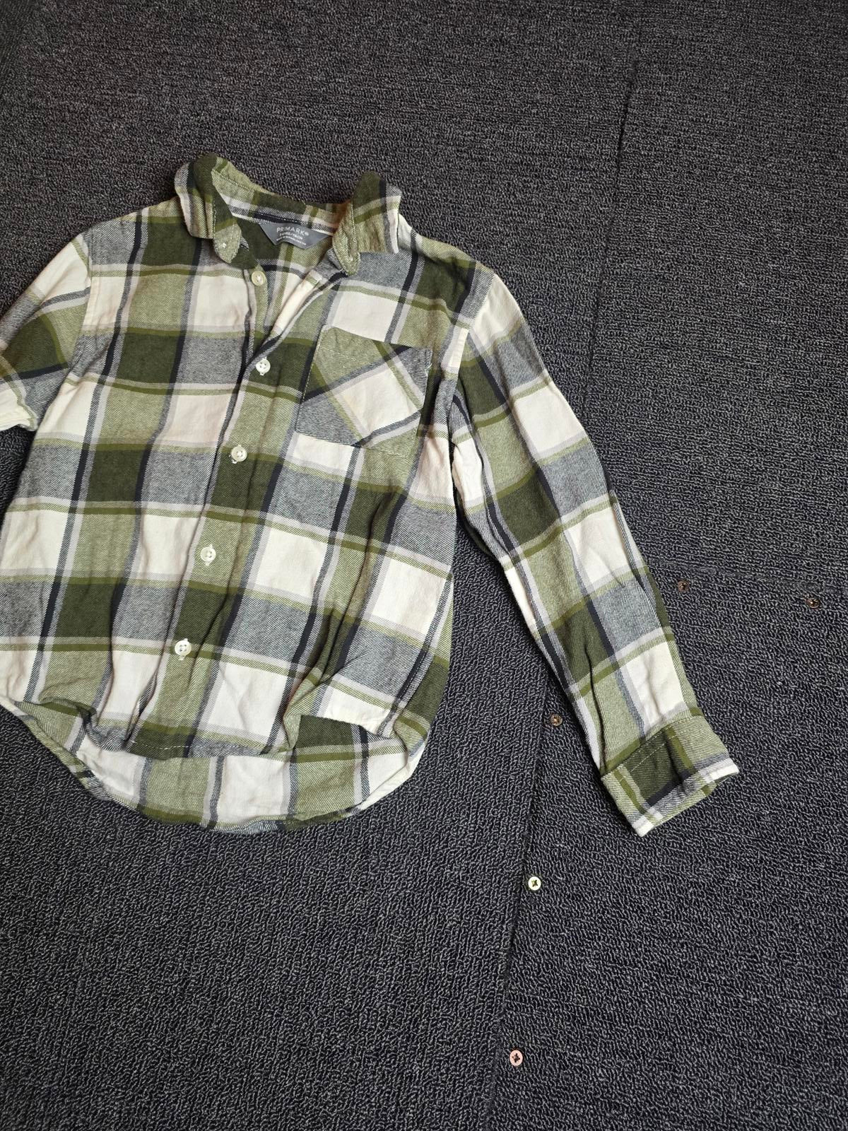 Primark Boys Green & White Checked Shirt – Age 5-6 Years – 100% Cotton