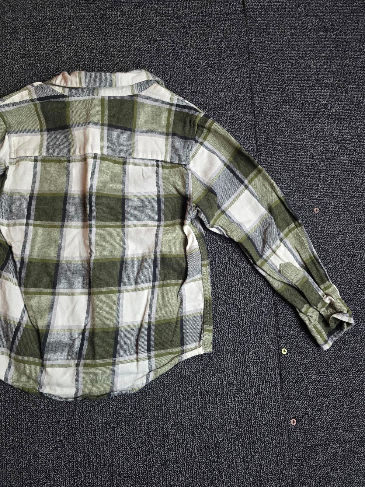 Primark Boys Green & White Checked Shirt – Age 5-6 Years – 100% Cotton