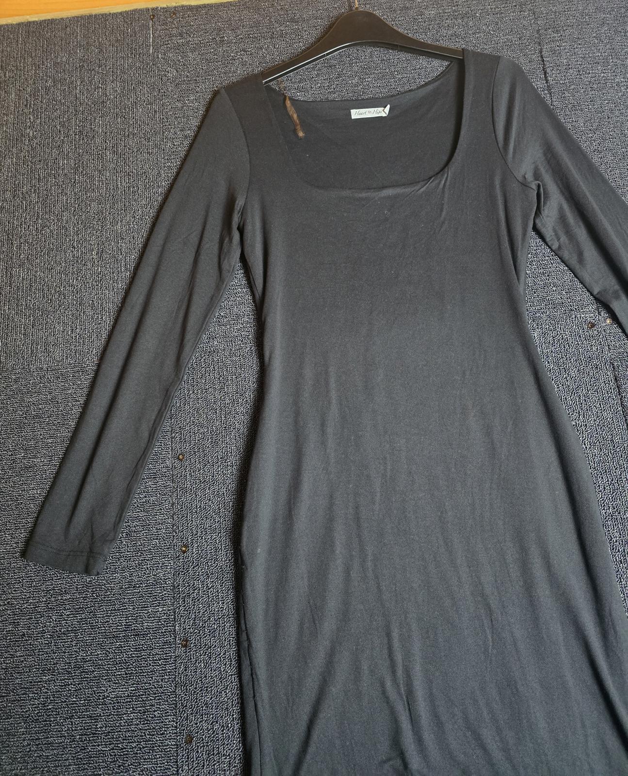 Heart Hips Bodycon Dress Black S Size 8/10 Square Neck Long Sleeve