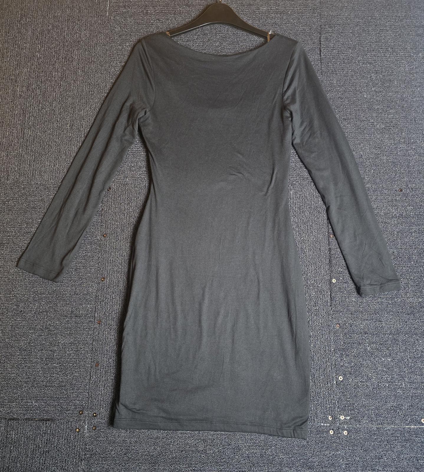 Heart Hips Bodycon Dress Black S Size 8/10 Square Neck Long Sleeve