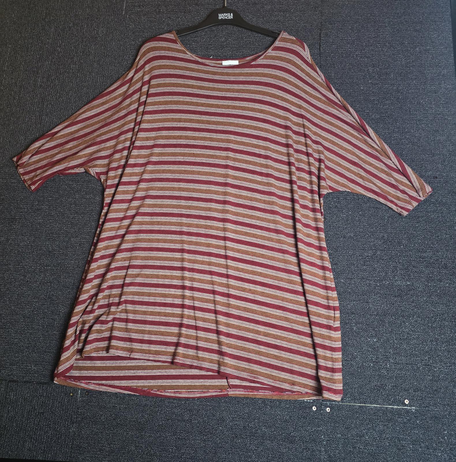 Noisy May Oversized T-Shirt Dress Burgundy Stripe Size M Casual
