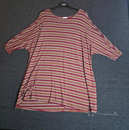 Noisy May Oversized T-Shirt Dress Burgundy Stripe Size M Casual