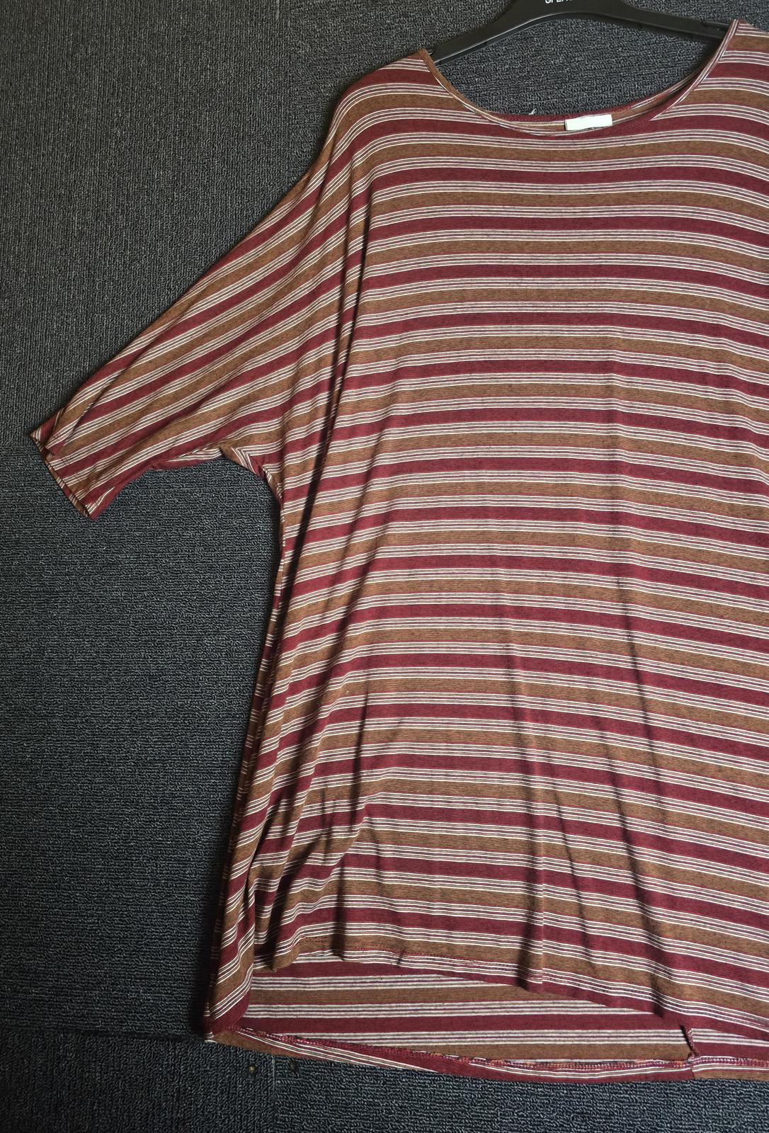 Noisy May Oversized T-Shirt Dress Burgundy Stripe Size M Casual