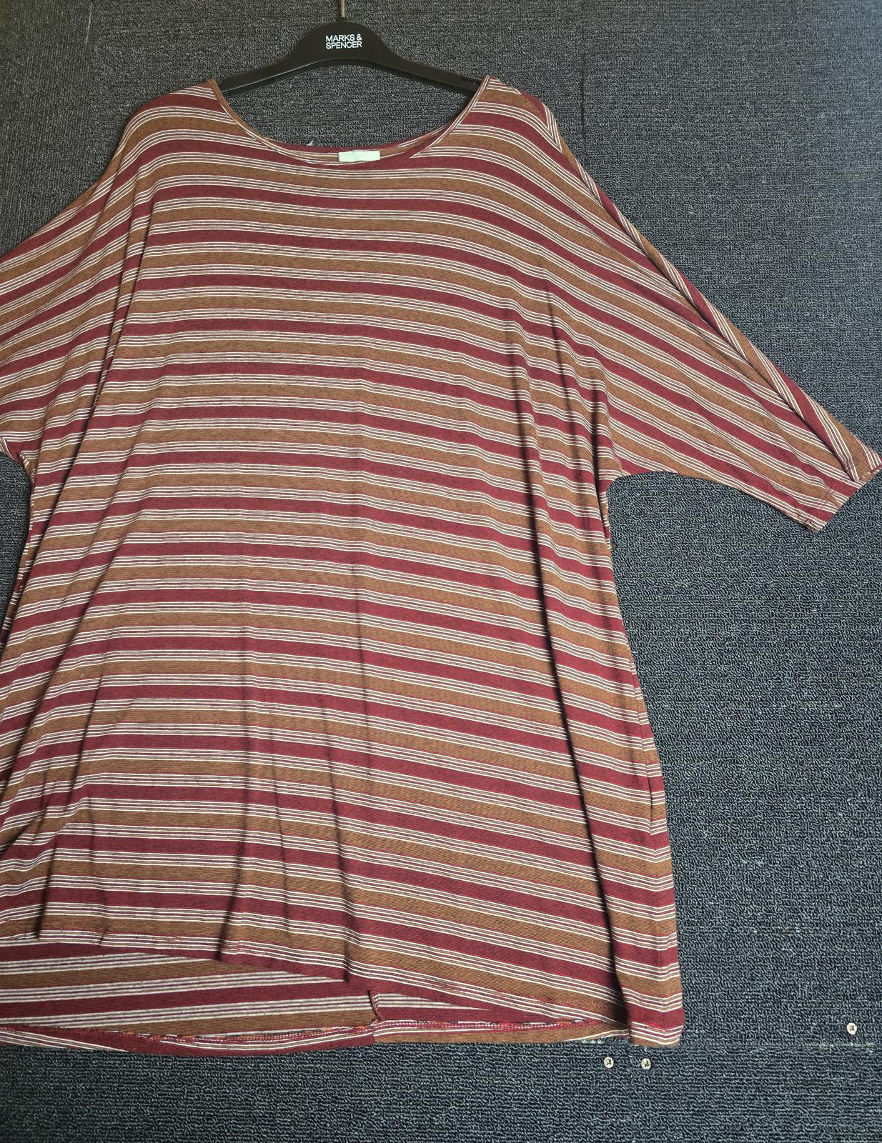 Noisy May Oversized T-Shirt Dress Burgundy Stripe Size M Casual