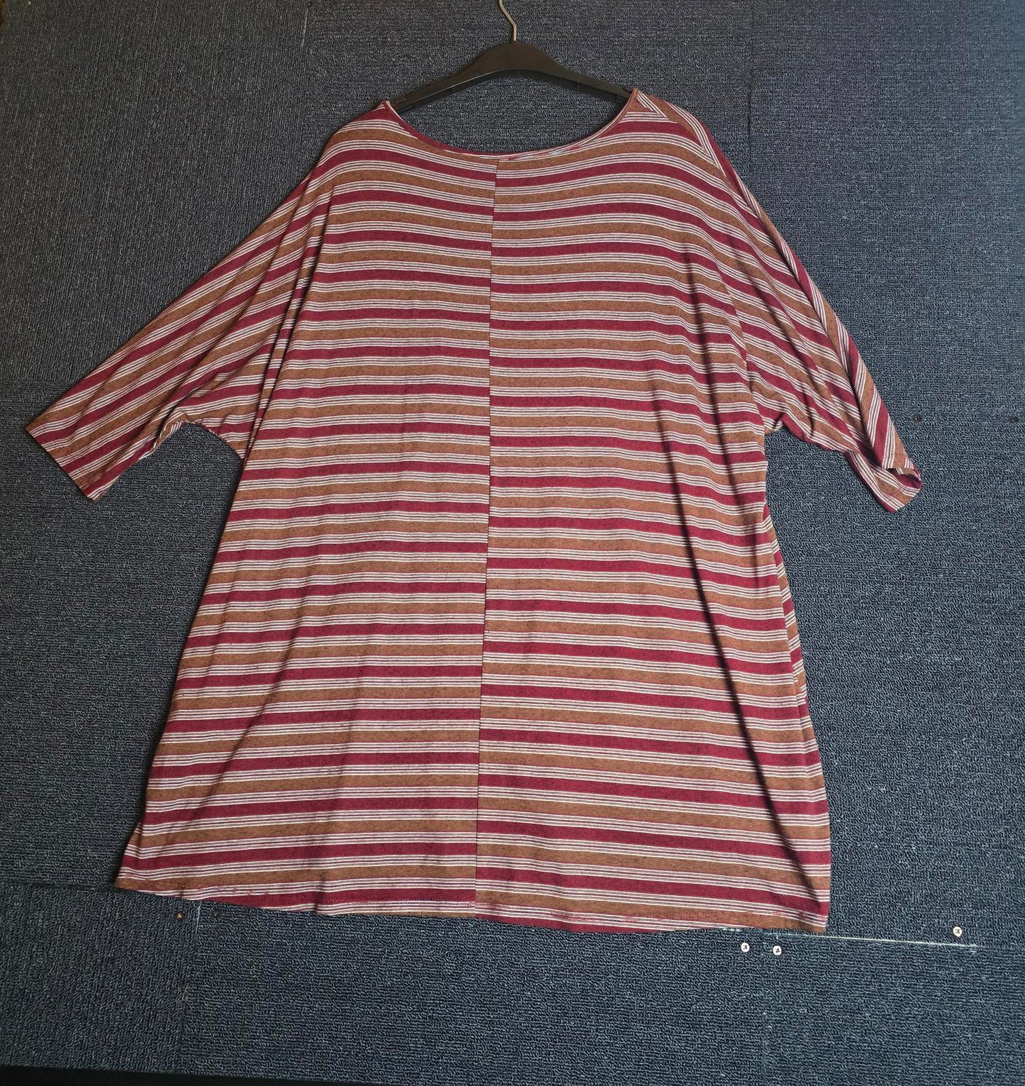 Noisy May Oversized T-Shirt Dress Burgundy Stripe Size M Casual