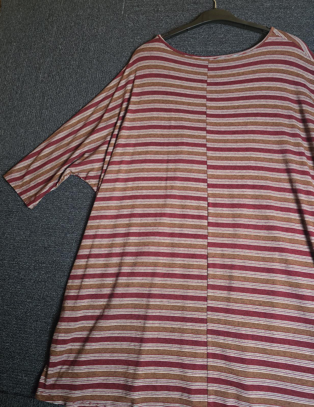 Noisy May Oversized T-Shirt Dress Burgundy Stripe Size M Casual