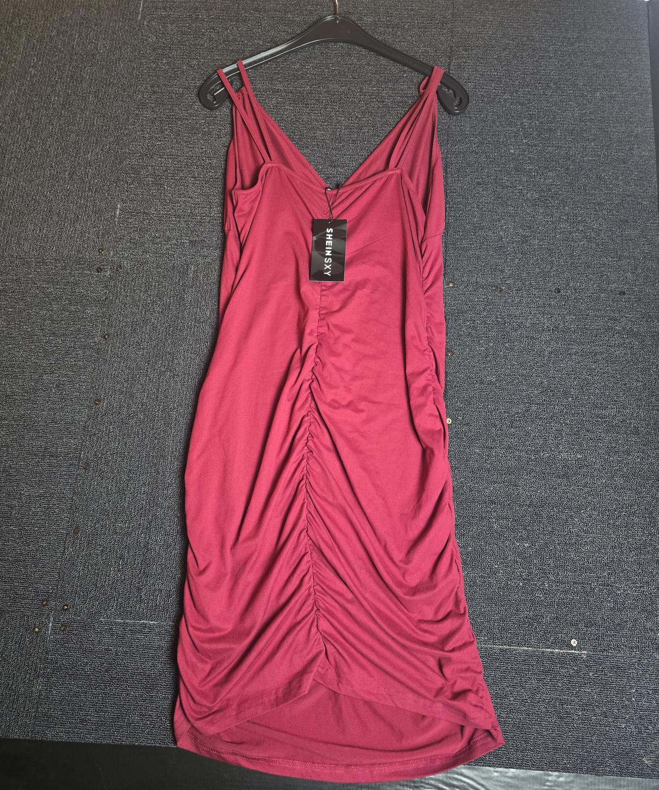 Shein Curve SXY Burgundy Red Dress Size 16/18 1XL Ruched Bodycon