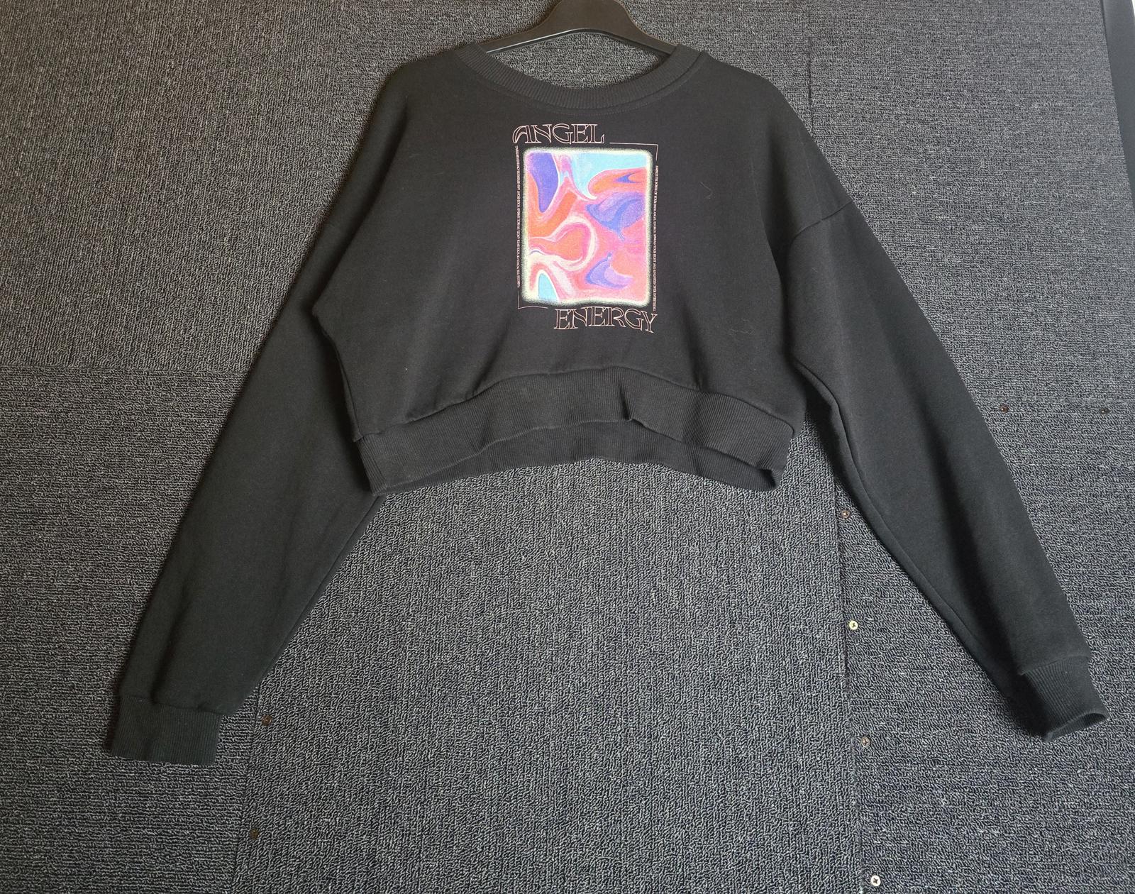 Primark Black Crop Jumper XS Size 6/8 Angel Energy Relaxed Fit