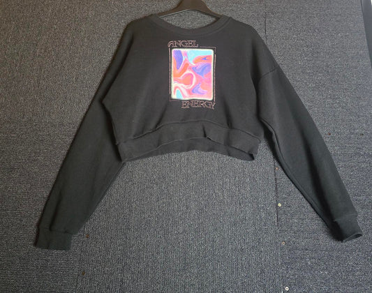 Primark Black Crop Jumper XS Size 6/8 Angel Energy Relaxed Fit