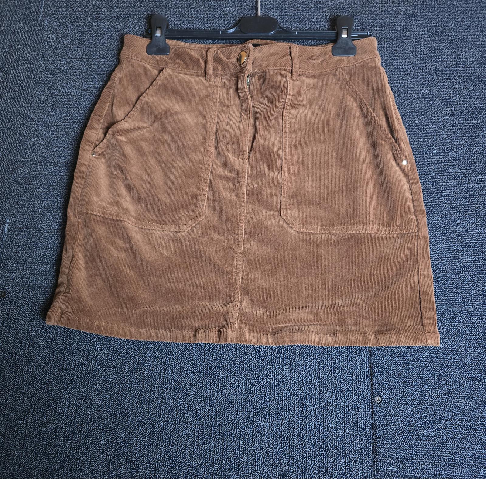 Dorothy Perkins Brown Cord Skirt Size 12 Mini Knee Length Pockets