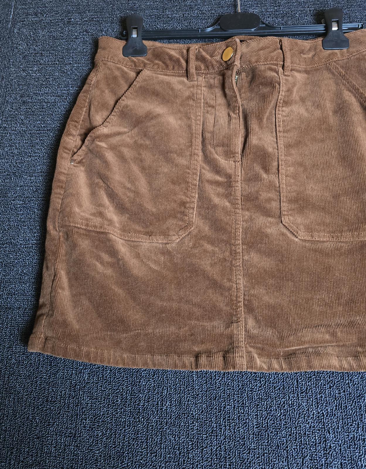 Dorothy Perkins Brown Cord Skirt Size 12 Mini Knee Length Pockets