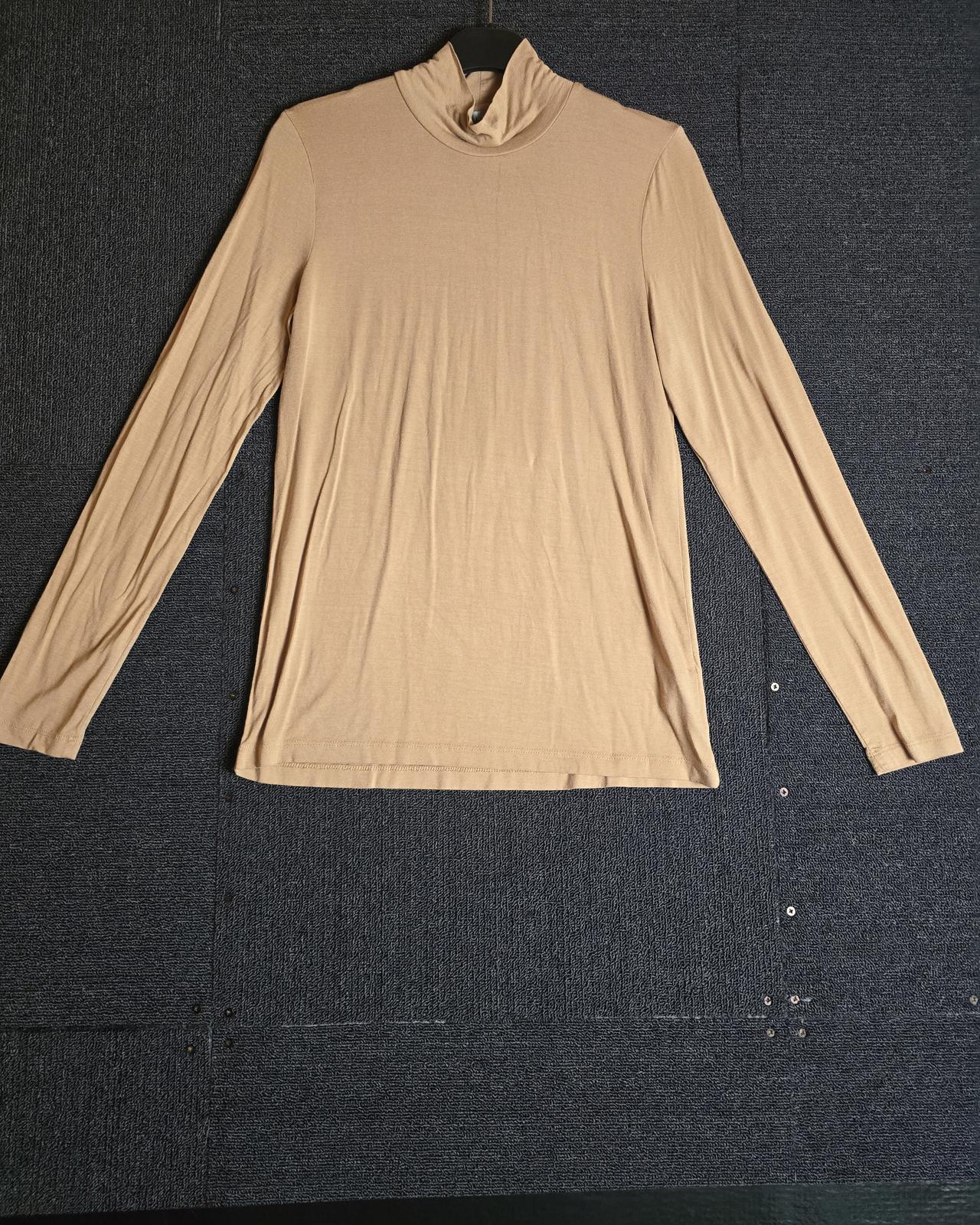 F&F Beige High Neck Long Sleeved T-Shirt Size 12 Viscose