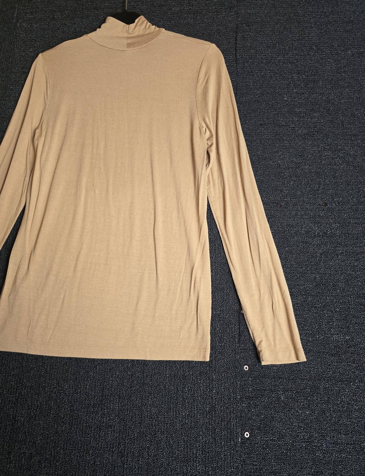 F&F Beige High Neck Long Sleeved T-Shirt Size 12 Viscose