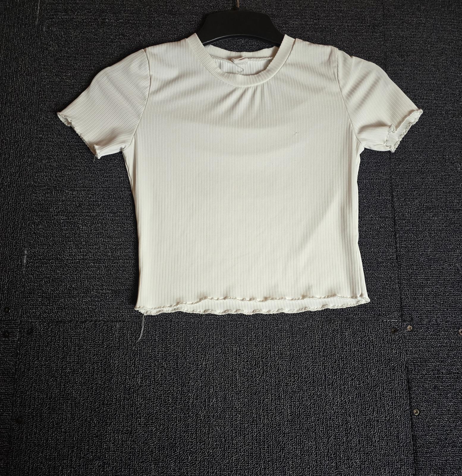 Shein Girls Cream Crop T-Shirt Size 11 Years Ribbed Short Sleeve