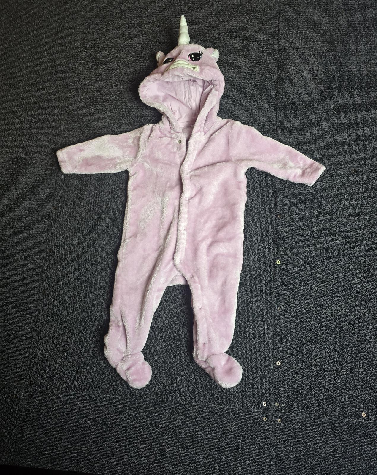 Bluezoo Girls Fluffy Pink Unicorn Bodysuit – 3–6 Months – Polyester