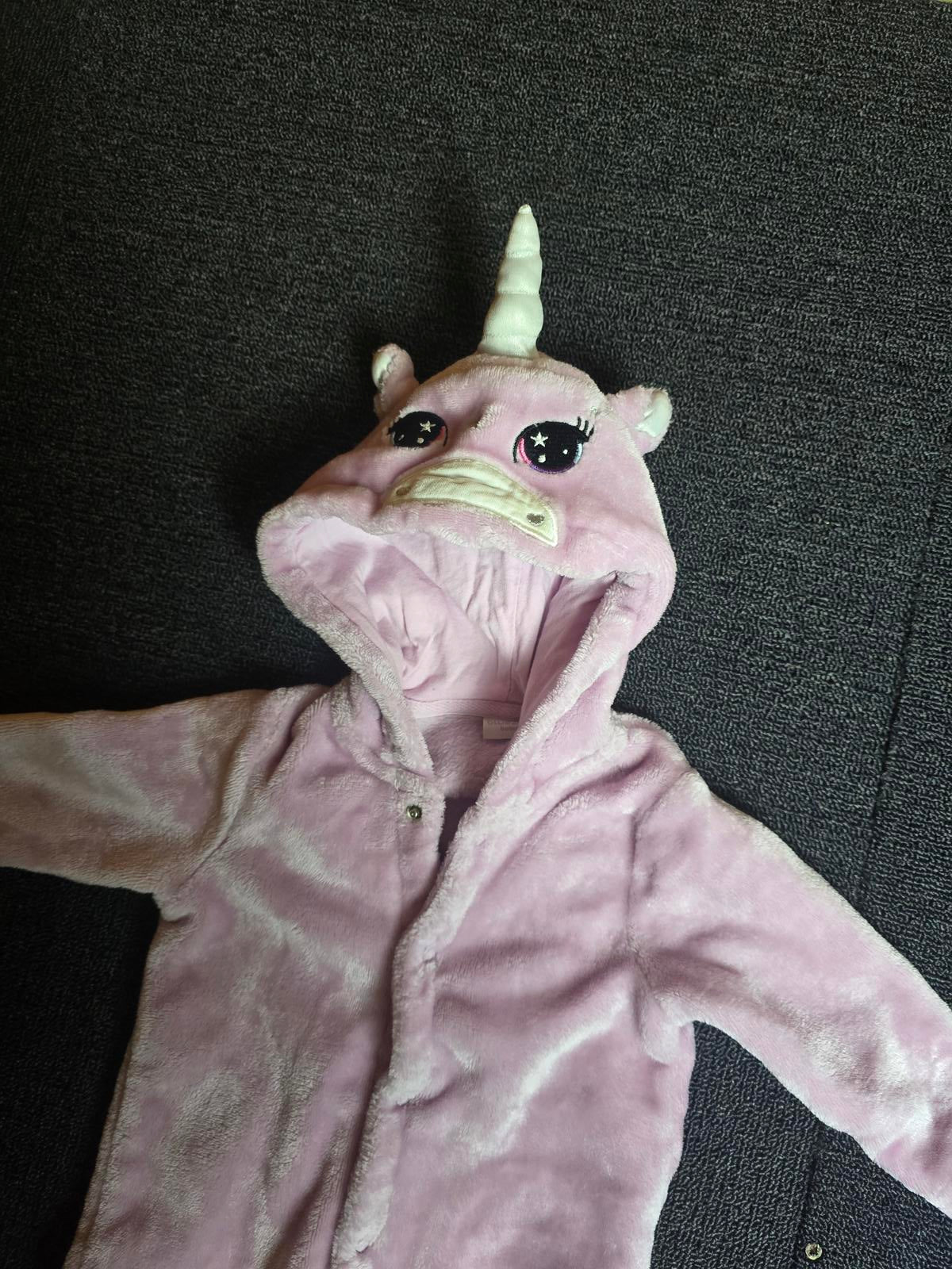 Bluezoo Girls Fluffy Pink Unicorn Bodysuit – 3–6 Months – Polyester