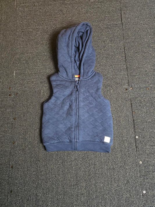 F&F Navy Padded Gilet – Boys 6–9 Months – Cotton & Polyester – Hooded Zip Up