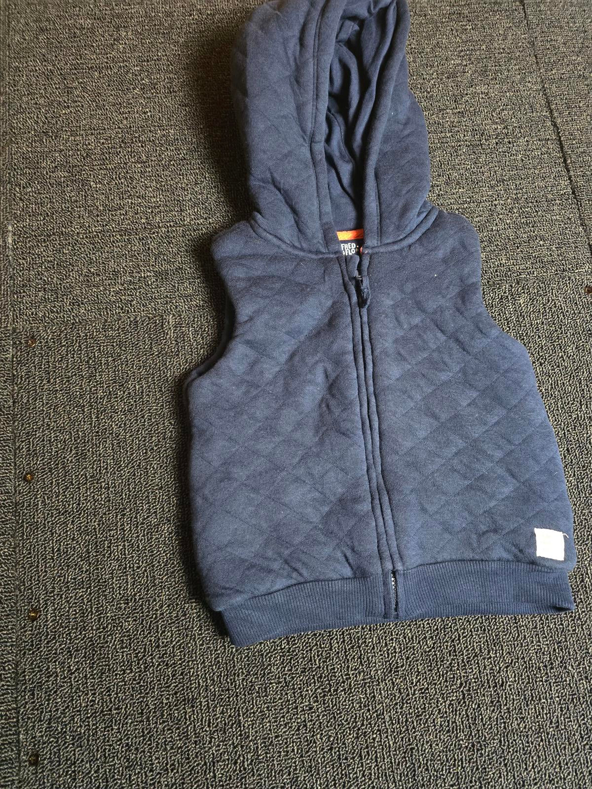 F&F Navy Padded Gilet – Boys 6–9 Months – Cotton & Polyester – Hooded Zip Up