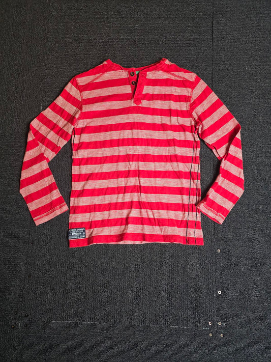 Tu Red & White Striped Long Sleeve Tee – Age 8 Years – 100% Cotton Boys