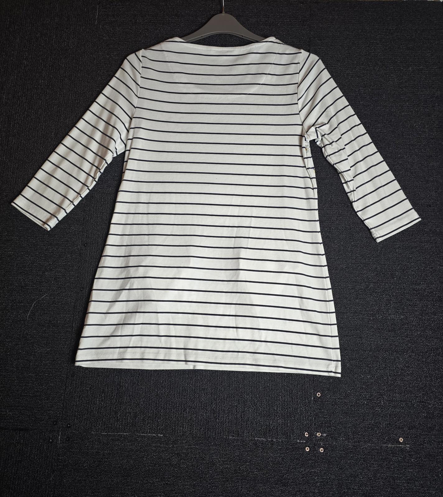 Love Leisure Navy White Striped Yellow Floral Top Size 14 3/4 Sleeve