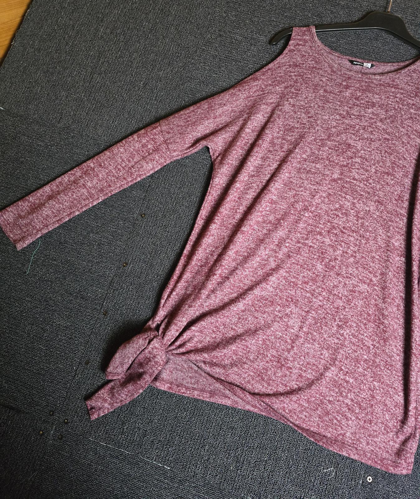 Pep & Co Burgundy Cold Shoulder Jumper Size 8 Oversized Side Knot